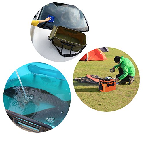 EVA Fishing Bucket Collapsible Portable Waterproof for Camping Hiking Water Container Pan Car Wash Basin Bait bucket Tackle Storage Bags Boxes Water Storage Bucket Organizers on Boat Backpacking