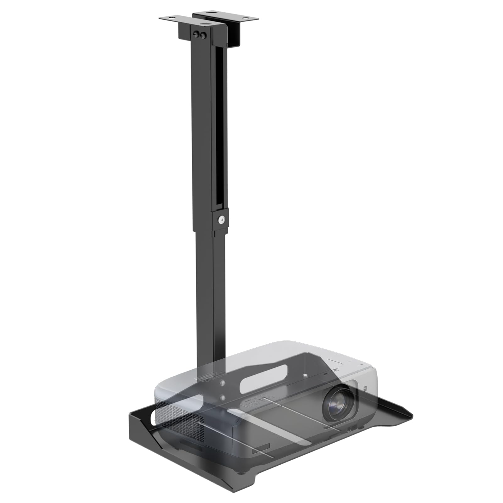 Photo 1 of WALI Projector Ceiling Mount Tray?Projector Wall Mount Holds up to 22lbs, Height Adjustable Universal Projectors Mount, No Hole Installation, Hidden Cable Routing, Black(PM-005-B)