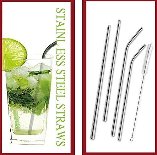 Stainless Steel Drinking Straws (Set of 4, Versatile sizes + Cleaning Brush) for 20/30 OZ Tumblers,Fits all brands – RTIC, Yeti Straws, Tumblers Accessories, Tumbler reusable Straws