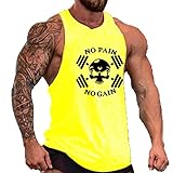 TECOFFER MEN BODYBUILDING TANK TOP GYM STRINGER WORKOUT VEST SINGLET Fitness shirt (Yellow, XL)