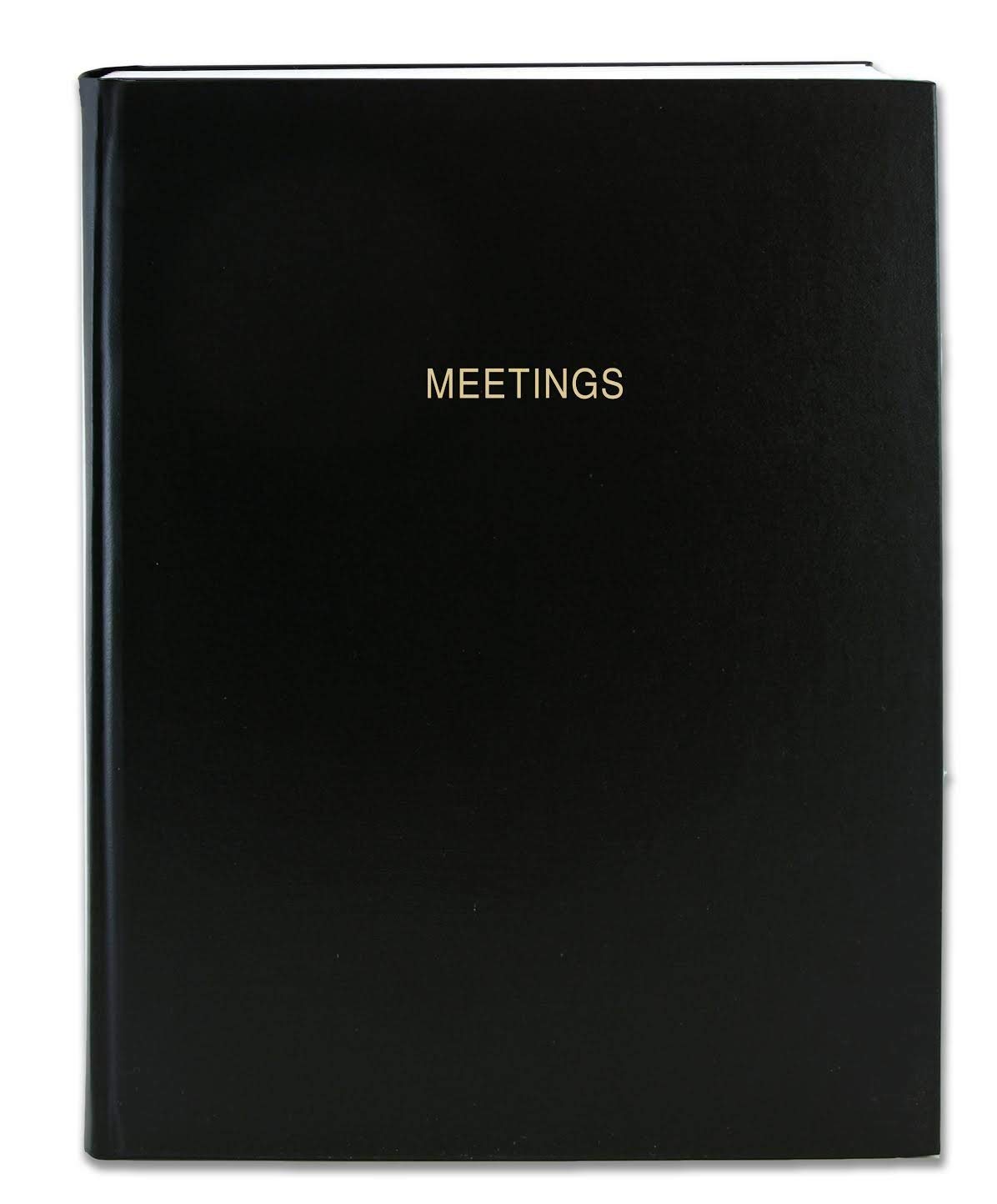 BookFactory Meeting Notebook/Business Meeting Book - Black, 168 Pages (Ruled Format), 8" x 10", Imitation Leather Cover, Section Sewn Hardbound (MTG-168-SLO-LKS)