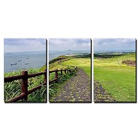 3 Piece Canvas Wall Art - Landscape of Jeju Island, South Korea - Modern Home Art Stretched and Framed Ready to Hang - 16"x24"x3 Panels