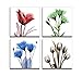 DZL Art H71133 Framed Ready to Hang Elegant Tulip Flower Canvas Print Wall Art Painting for Kitchen Bedroom Living Room Decoration