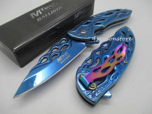 Mtech Assisted Opening Rescue Tactical Pocket Folding Collection Knife Outdoor Survival Camping Hunting - Blue