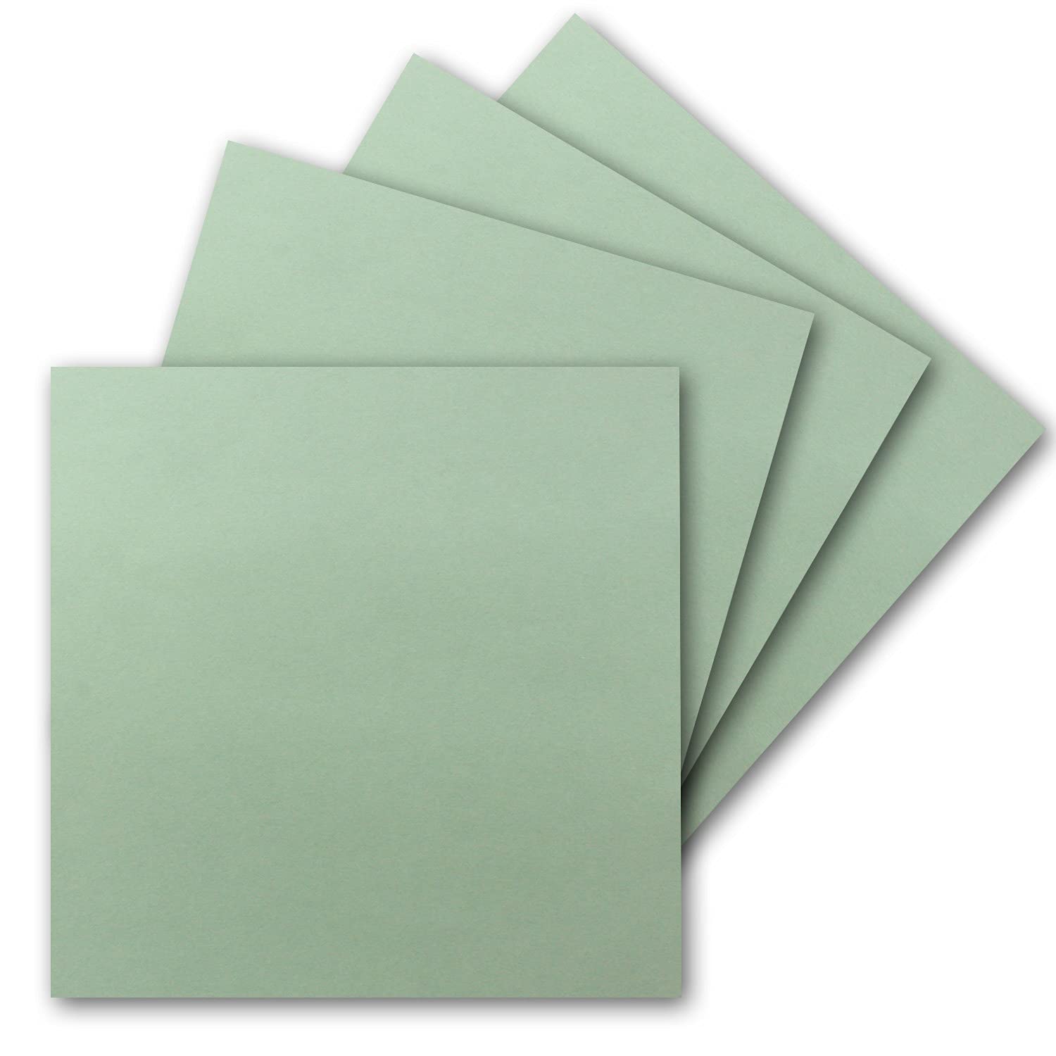 50 single cards square - 15 x 15 cm in eucalyptus - 240 g m² - blank craft cards, postcards, craft cardboard in clay paper quality