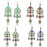 Long Crystal CZ Teardrop Vintage Copper Eardrop Hook Dangle Earrings