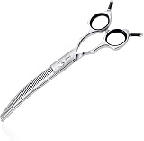 HASHIMOTO Curved Thinning Shears for Dogs 7.0 Inch 50 Teeth 30% Light Weight