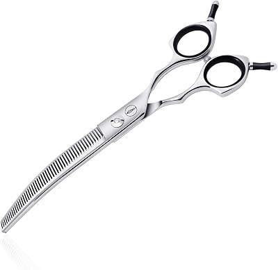 HASHIMOTO Curved Thinning Shears for Dogs 7.0 Inch 50 Teeth 30% Light Weight