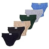Mens ULTRA Color Cotton Comfort Low Rise Sport Bikini Brief Underwear (6 Pack) (Large, Tan / Blue / Grey / Black / Green A)