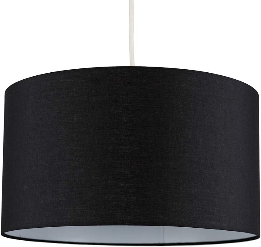 MiniSun Extra Large Modern Black Cylinder Ceiling Pendant/Table Lamp