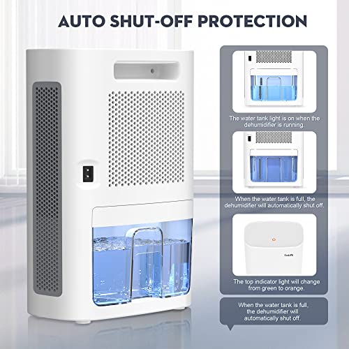 Dehumidifiers for Bathroom, 62 OZ Dehumidifier with Auto Shut Off, Sleep Mode (950 sq. ft) Portable White Dehumidifier for Bedroom, Basement, Home, RV