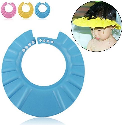 Ibepro Safe Shampoo Shower Bathing Protection Soft Cap Hat adjustable Baby Hair Washing Protection Cap (Blue)
