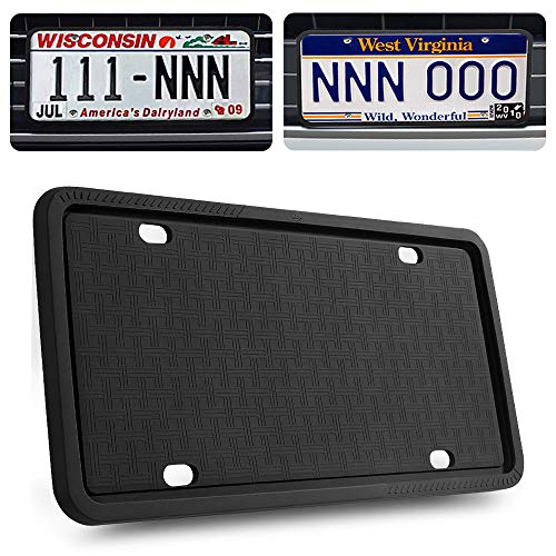Cadaleem License Plate Frame, Black License Plate Frame, Silicone License Plate Frame with Rust-Proof, Rattle-Proof, Weather-Proof - Thumbnail 7