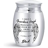 Luluadorn Dad Mini Cremation Urn for Human Ashes Daddy Father Men Engraved I Have a Guardian Angel Watching Over Me from Heaven Memorial Funeral Keepsake Gift