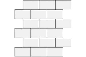 Tic Tac Tiles 4-Sheet Peel and Stick Thicker Kitchen & Bathroom Backsplash Subway Tiles (Mono White)