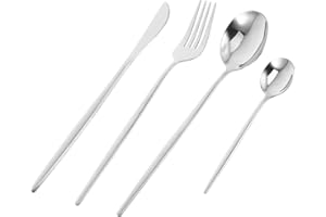 HOMOBABE Stainless Steel Cutlery Set Vintage Silverware Flatware with Knife Fork Spoon Mirror Polished