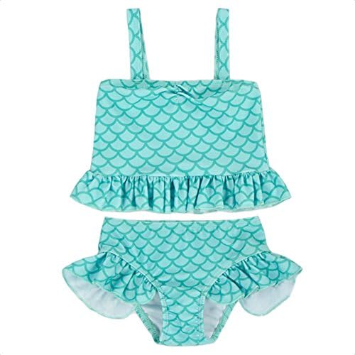 Warmbaby 2PCS Kids Girl Mermaid Swimsuit Bikini Green 4T