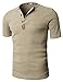 H2H Men's Classic Comfort Soft Snug Fit Short Sleeve Henley T-Shirt Tee Beige US S/Asia M (JDSK31)