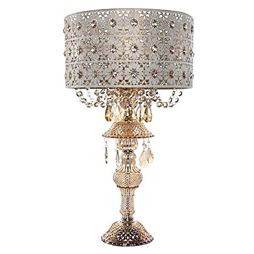 Beautiful and Attractive Jeweled Blossoms Champagne Glass and Metal 24-inch Table Lamp