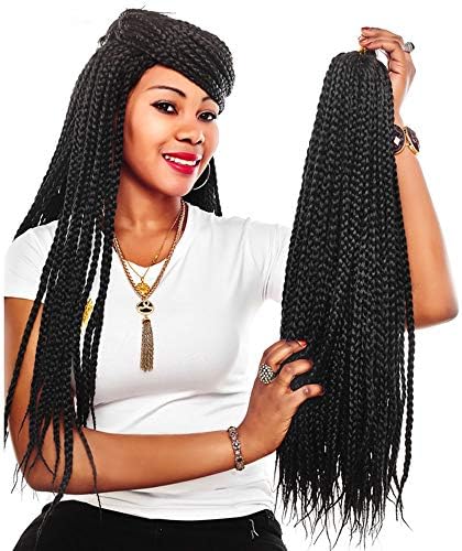 3X Big Havana Mambo Twist Synthetic Hair Crochet Braids Box Big Senegalese Twists Braiding 14 inch（6-Pack）（#1B）