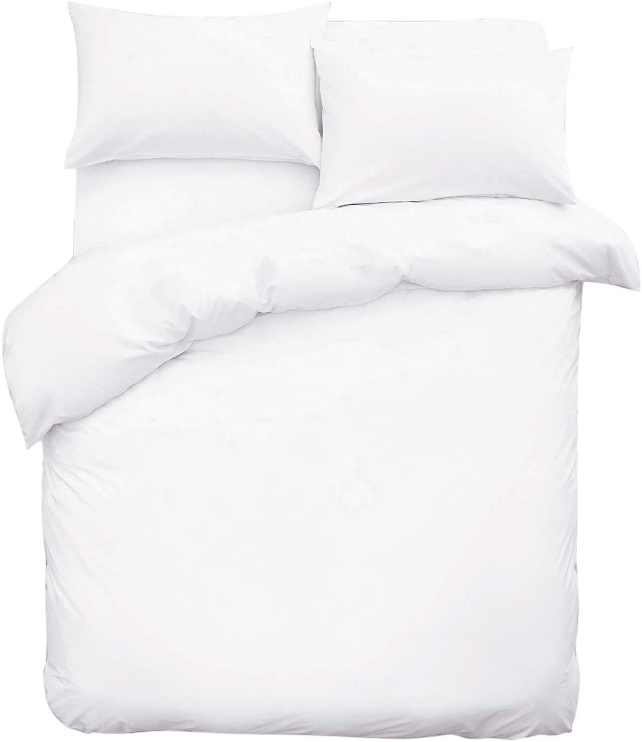 LinenZone Egyptian Cotton 200 Thread Duvet Cover Set, Single - White