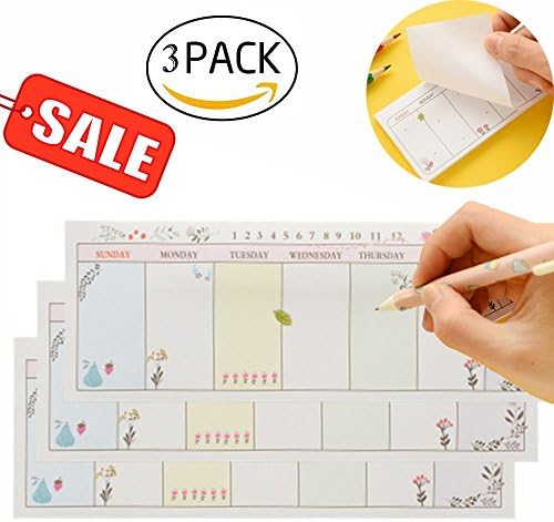 Cute Home Command Center Lovely Cartoon Sticky Notes For Weekly Plan Schedule Fresh And Natural Memorandum 40 Sheets Per Pack - 3Pack