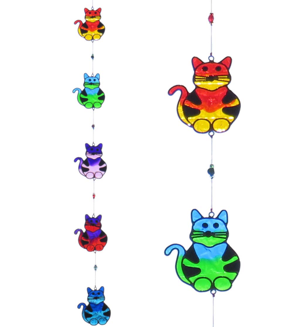 String of 5 Colourful Fun Cats Sun-catcher/Light-catcher