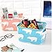Saumota Small Collapsible Square Storage Basket Storage Bins Toy Organizer-White Flamingo