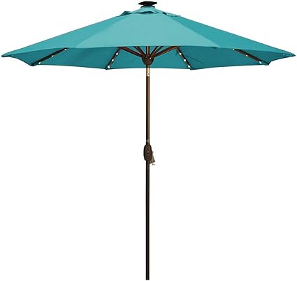 patio umbrella with solar lights and stand