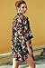 Bluetime Women's 3/4 Sleeve Floral High Low Chiffon Kimono Cardigan Blouse (M, Black)