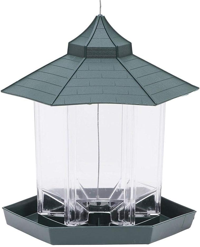 CARTEY Hanging Gazebo Wild Bird Feeder,Hanging In Hexagon Shape Waterproof Bird Feeder Perfect For Garden Decoration And Bird Watching For Bird Lover And Kids (Green)