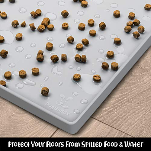 DogBuddy Dog Food Mat, Waterproof Dog Bowl Mat, Silicone Dog Mat For