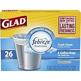 Glad Small Garbage Bags with Odor Shield, 4 Gallon 26 bags (Pack of 2)