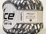 Silvery White on Black Ice Ladder Yarn 50 Gram 23688