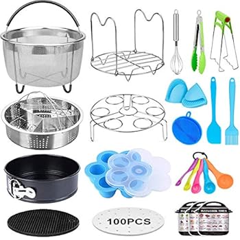 20 Pcs Pressure Cooker Accessories Compatible with 5,6,8 Qt Instant Pot, Steamer Basket Kitchen Tong Plate Gripper Egg Beater Springform Pan Egg Steamer Rack