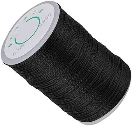 CNBTR 0.55mm Polyester Handicraft Leatherware Sewing Thread Cord for DIY Leather Hand Stitching 113m (Black)