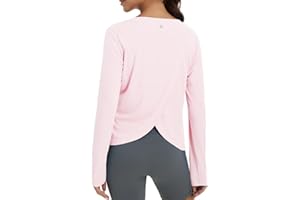 baleaf Women's Long Sleeve Workout Tops Athletic Shirts Split Back Running Gym Quick Dry Sun Protection UPF 50+
