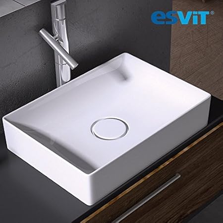 Floppy 50 Cm Countertop Wash Basin Rectangular White Ceramic