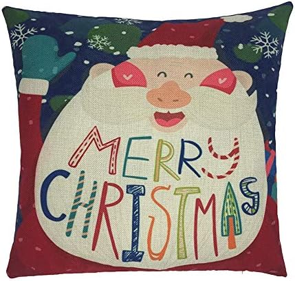 Happy Christmas Pillow Cases Linen Sofa Cartoon Cushion Cover Home Decoration Duseedik