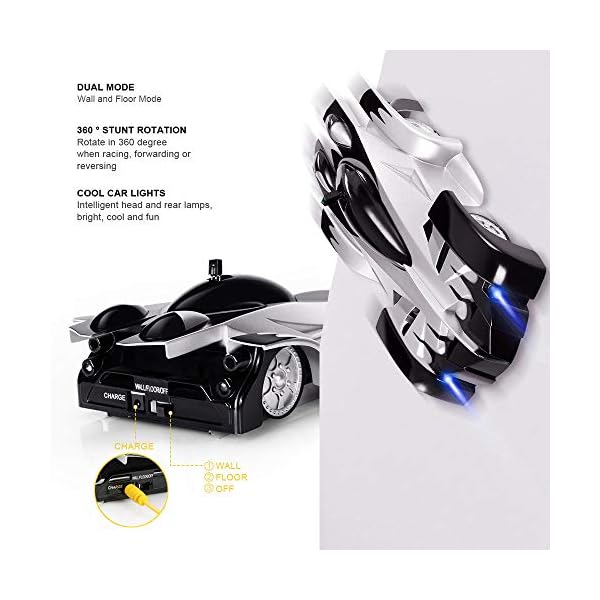 Baztoy-Remote-Control-Car-Kids-Toys-Wall-Stunt-RC-Car-Rechargeable-Led-Lights-Electric-Vehicle-Children-Games-Cool-Gadgets-Gifts-for-Boys-Girls-Teenagers-Age-3-4-5-6-7-8-9-10-11-12-Years-Old Remote Control Wall Car, Kids Toy RC Stunt Car Rechargeable, Electric Racing Vehicle Children Game Cool Gadget Birthday…