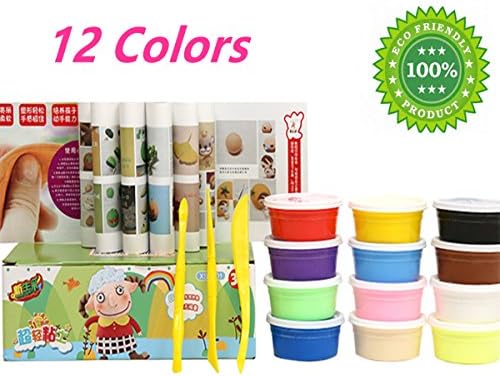 Modeling Clay Air Dry Clay for Kids, 12 Colors No-Toxic Ultra Light Modeling Clay Magic Clay DIY Creative Modeling Dough Polymer Clay and Tools for Christmas Gifts