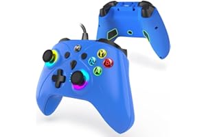OUBANG Wired PC Controller for PS4/PC/Switch/Lite/OLED/Steam with Hall Effect Joysticks/Precision Hall Trigger/Turbo/2 Back Programmable Buttons/Dual-Vibration,with 8.2Ft Cable,New Blue Gaming Gamepad