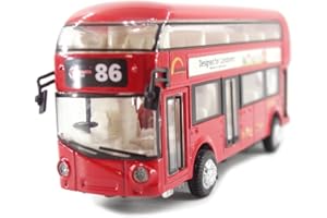 London Double Decker Bus Routemaster City Tourist Closed Top Diecast Openable Doors, 1/50 Scale Double Decker Bus Model (Blue