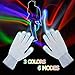 ZPTONE LED Gloves Finger Lights Fingertips Flashing 3 Colors 6 Modes Black Rave Gloves Halloween Costume Party Favors Light Up Toys Novelty Christmas Gift (White)