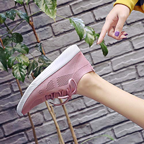 SSYUNO Women's Fashion Sneakers Athletic Mesh Breathable Sports Shoes Comfort Tennis Running Jogging Gym Shoes Pink