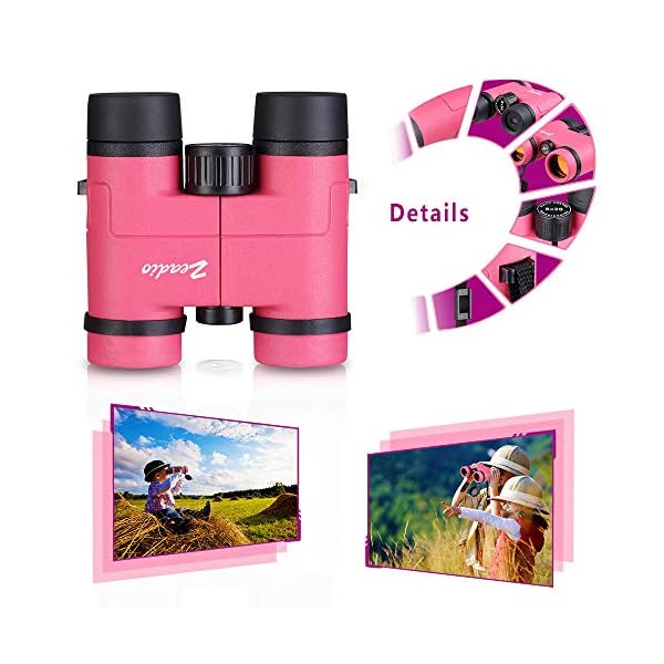 Zeadio Fernglas für Kinder, ideal zum Ansehen von Fußball-Safari-Sightseeing, Camping und Reisen - Rosa – Bild 5