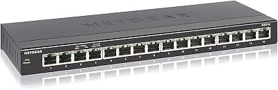 NETGEAR 16-Port Gigabit Ethernet Switch GS316 Desktop Fanless Quiet Black