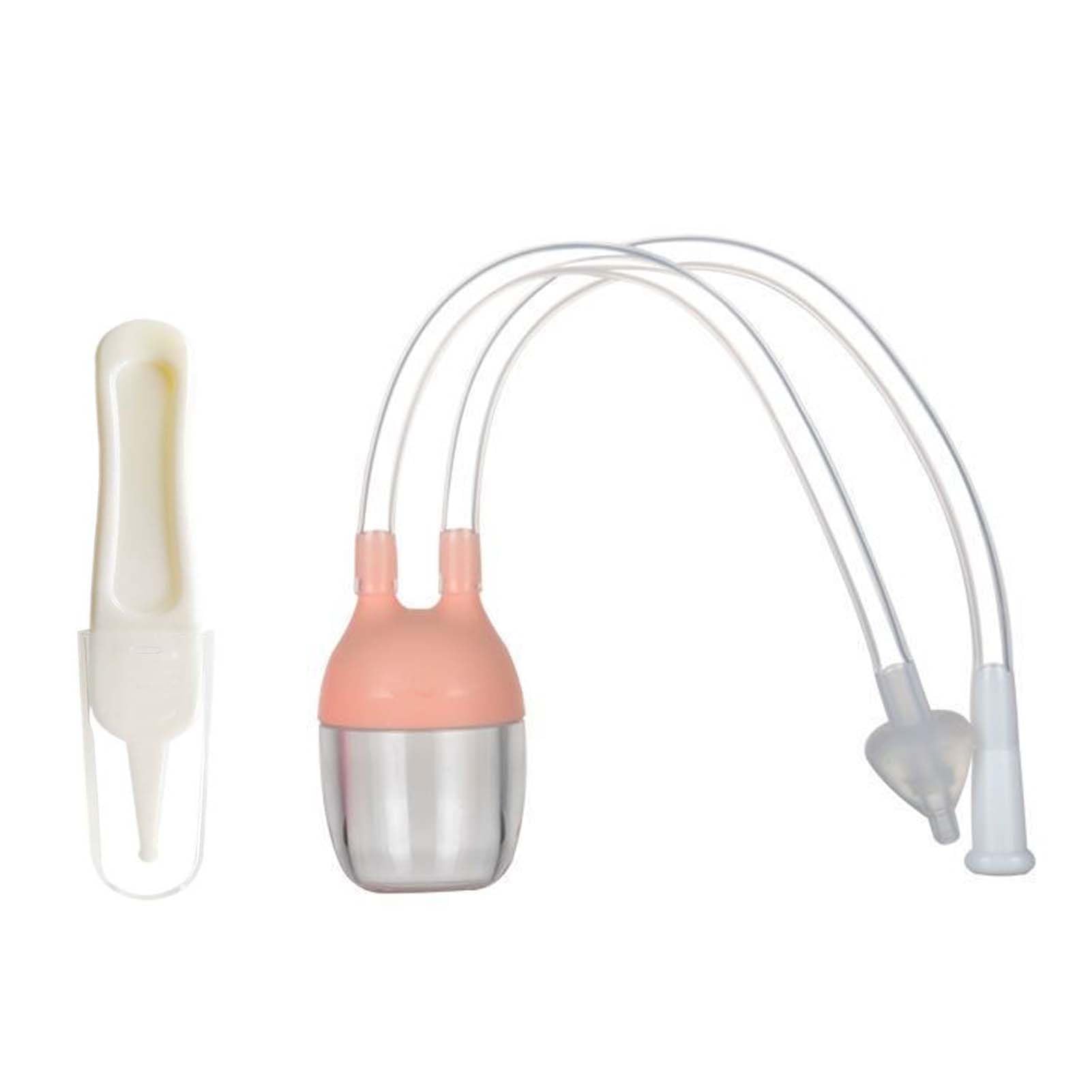 MeiyeaManual Baby Nasal Aspirator - Hygienic Nose Snot Remover for Infants & Toddlers, Soft Tip Congestion Relief Sucker for Cold & Flu (Pink)