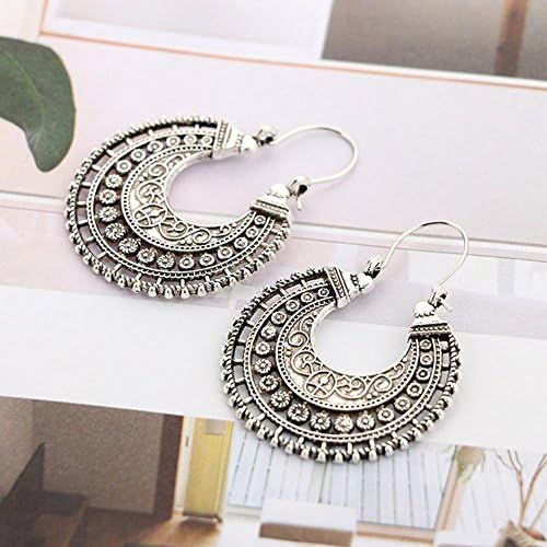 Jaywine2 Fashion Hoop Earrings Ethnic Tribal Aztec Hippy Dangle Silver Tibetan Jewellery