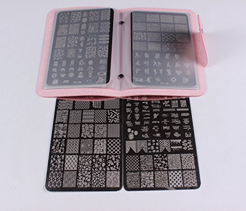 Finger Angel 4PCS XL Nail Art Stamp Plates With Stamping Image Plates Collection Manicure Tools Plate Organizers
